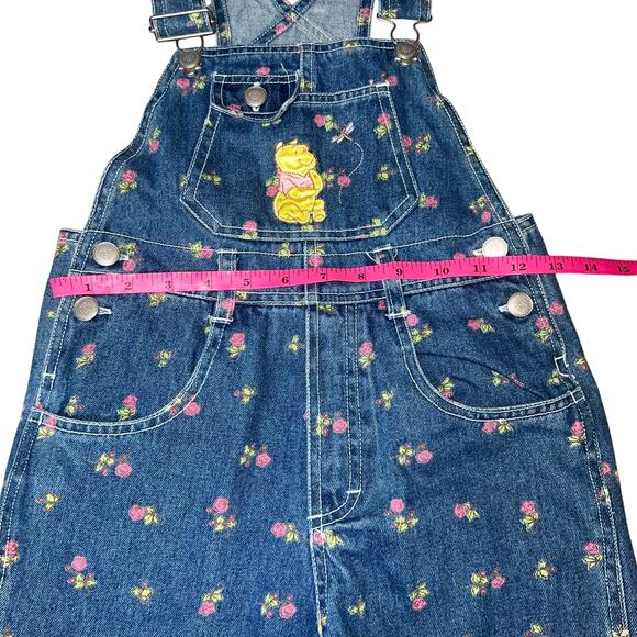 Vintage Disney's Winnie the Pooh bear embroidered denim overalls floral size 7/8 - Picture 5 of 8